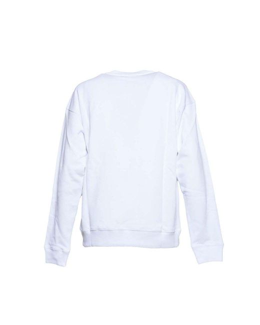 Moschino White Logo Printed Crewneck Sweatshirt for men