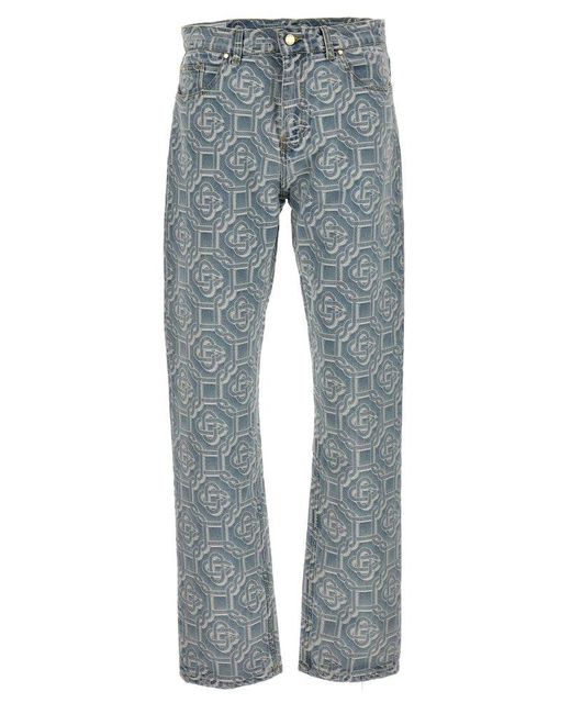 Casablancabrand Blue Monogram Jacquard Jeans for men