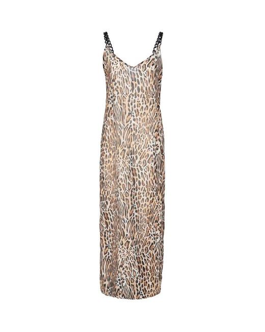 Moschino White Leopard Print Silk Blend Dress