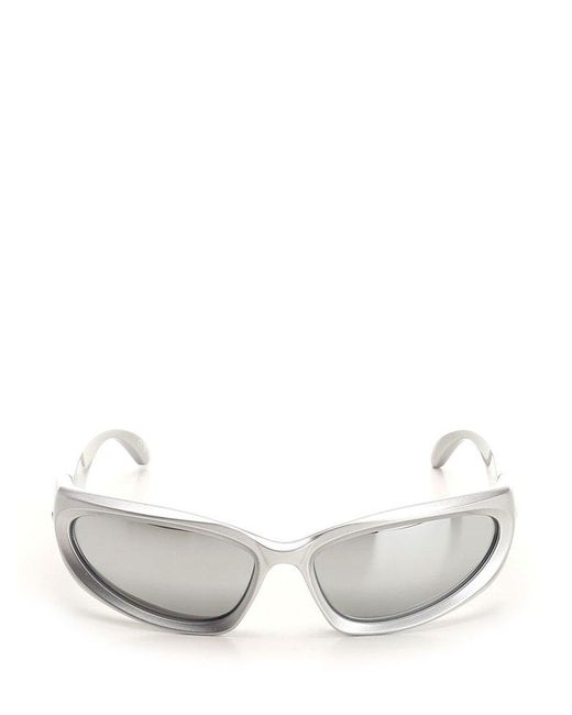 Balenciaga White Swift Oval Sunglasses