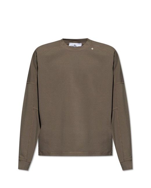 Stone Island Brown T-shirt With Long Sleeves, for men