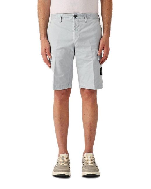 Stone Island Gray Compass-badge Knee-length Cargo Shorts for men