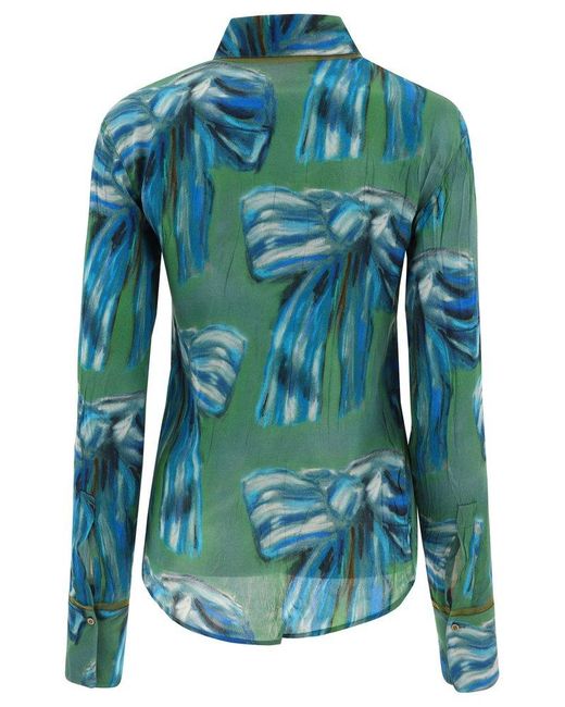 Acne Green "karen Kilimnik" Printed Shirt
