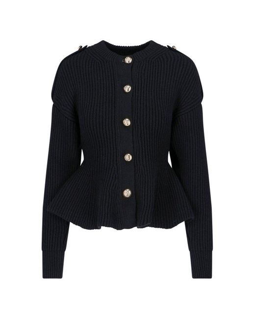 Alexander McQueen Blue Long Sleeved Knitted Cardigan