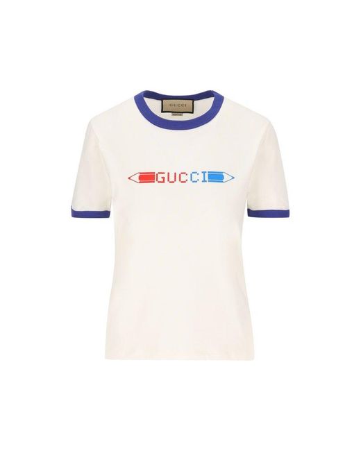 Gucci White Jersey Printed T-shirt