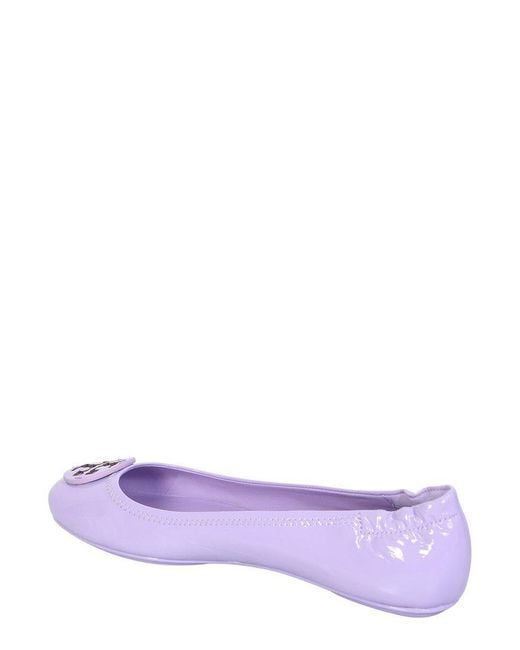 Tory Burch Purple Minnie Travel Ballerina Flat Shoes