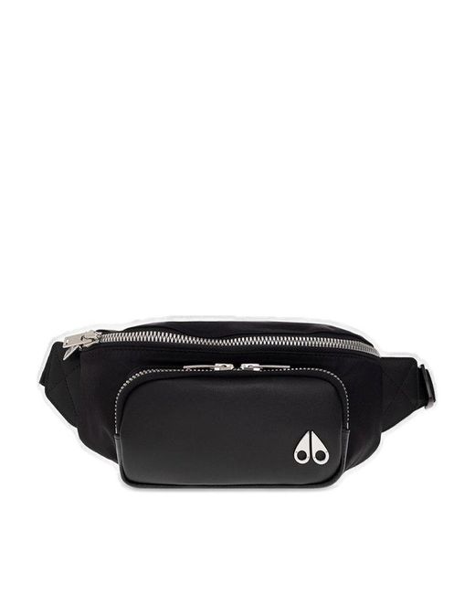 Moose Knuckles Black Logo Plaque Belt Bag for men
