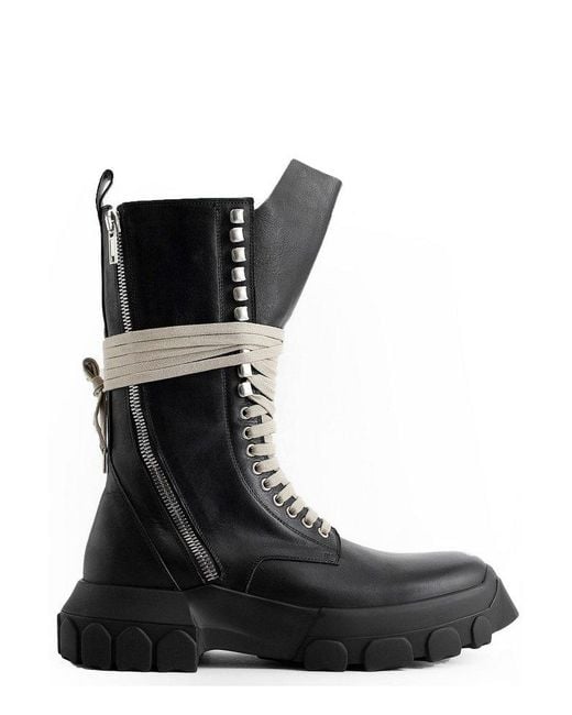 Rick Owens Black Army Tractor Zipped Boots for men