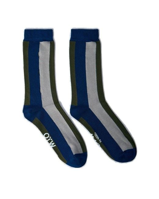 Vans Blue Jil Sander Otw Striped Knitted Socks for men