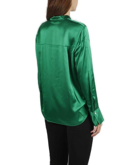 Vince Green Silk Band Collar Shirt