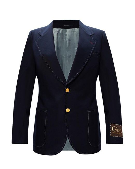Gucci Blue Blazer With Notched Lapels for men