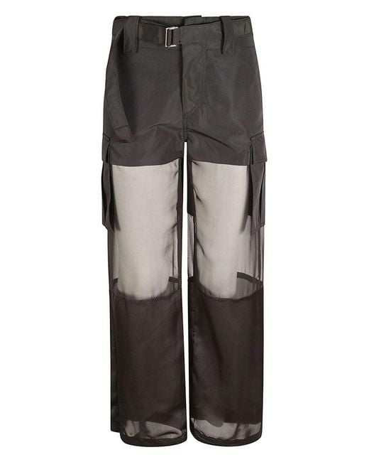 Sacai Gray Mid See-Through Trousers