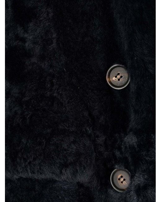 Brunello Cucinelli Blue Shearling Coat Coats