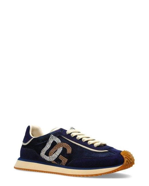 Dolce & Gabbana Blue Mixed-Material Dg Cushion Sneakers