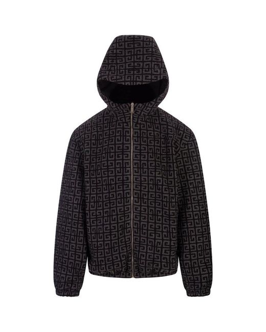 Givenchy Black Wool Reversible 4G Hooded Jacket for men