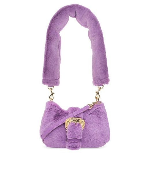 Versace Jeans Purple Faux Fur Shoulder Bag,
