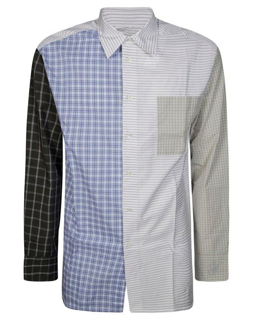 J.W. Anderson Blue Patchwork Long Sleeved Shirt for men