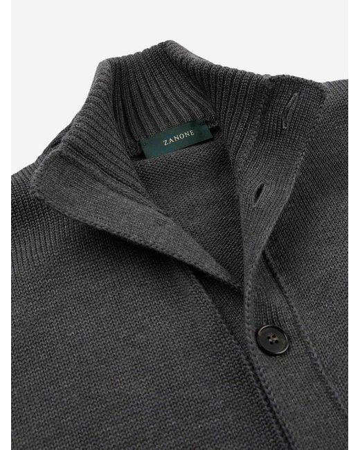 Zanone Gray Wool Knit Cardigan for men