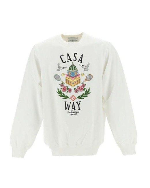 Casablancabrand White Casa Way Crewneck Sweatshirt for men