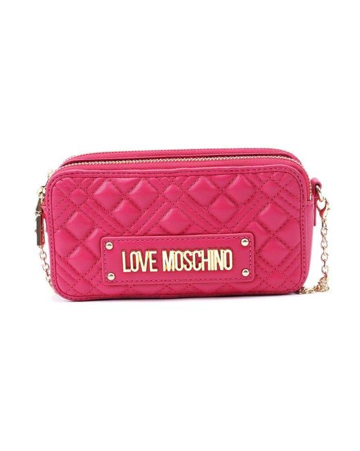 Love Moschino Pink Chain-linked Quilted Satchel Bag