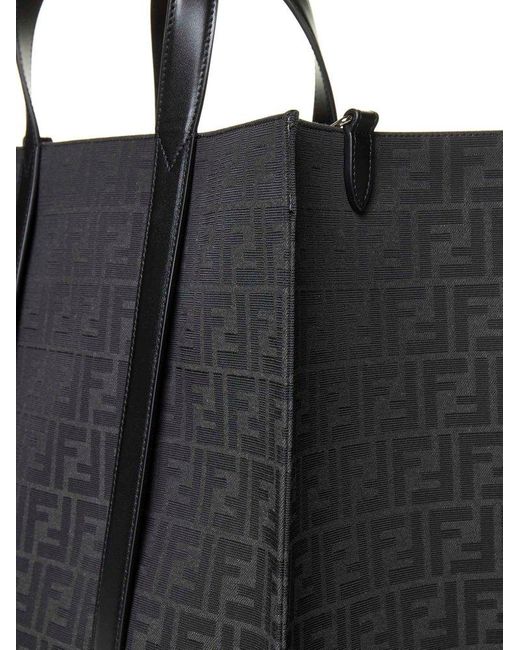 Fendi Black Ff Canvas Tote Bag for men