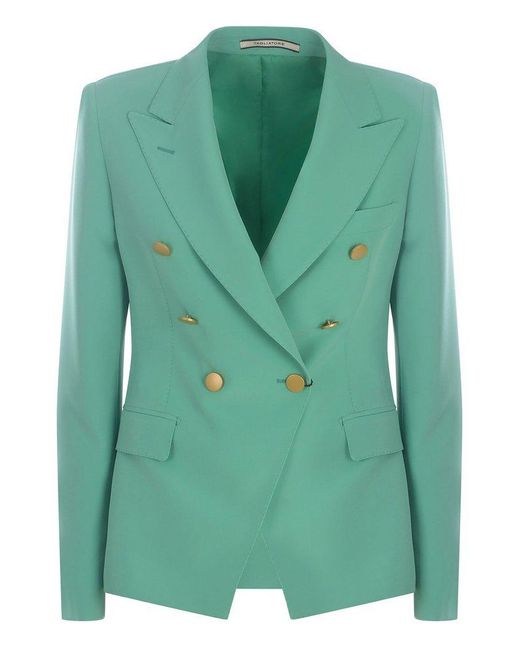 Tagliatore Green Double-Breasted Tailored Blazer