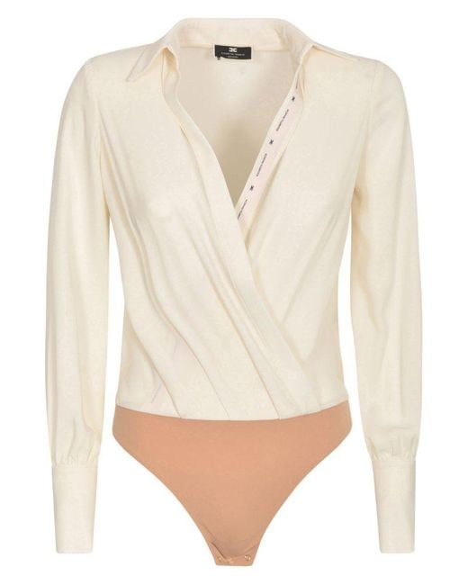 Elisabetta Franchi White Crossed Bodysuit-style Shirt