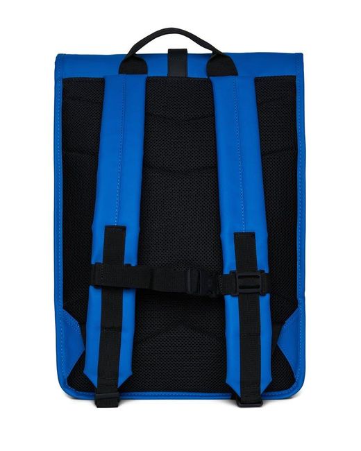 Rains Blue Rolltop Zip-detailed Backpack