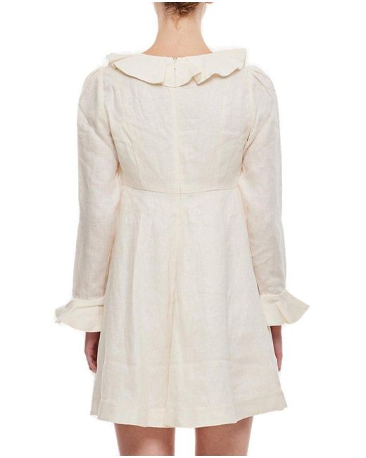 Zimmermann White Daisy Ruffle-detailed Mini Dress