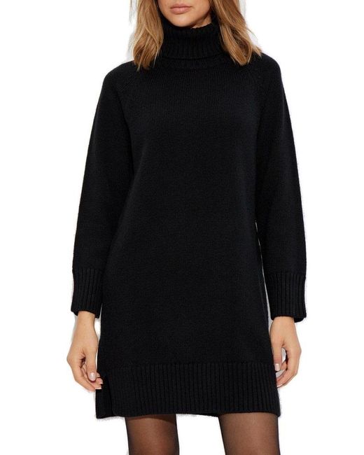 Max Mara Black Trudy Turtleneck Long-Sleeved Dress