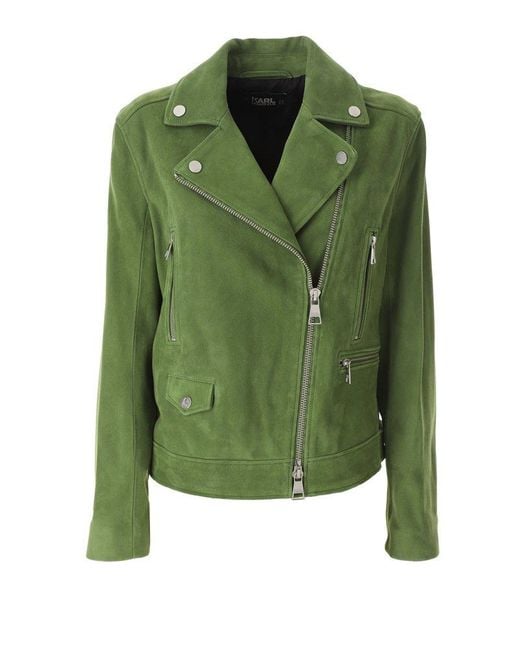 Karl Lagerfeld Green Leather Jackets