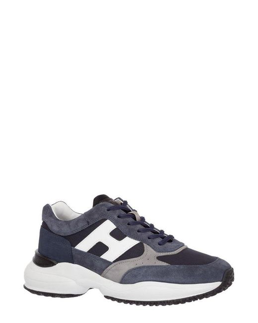 Hogan Leather Interaction Lace-up Sneakers in Blue for Men | Lyst