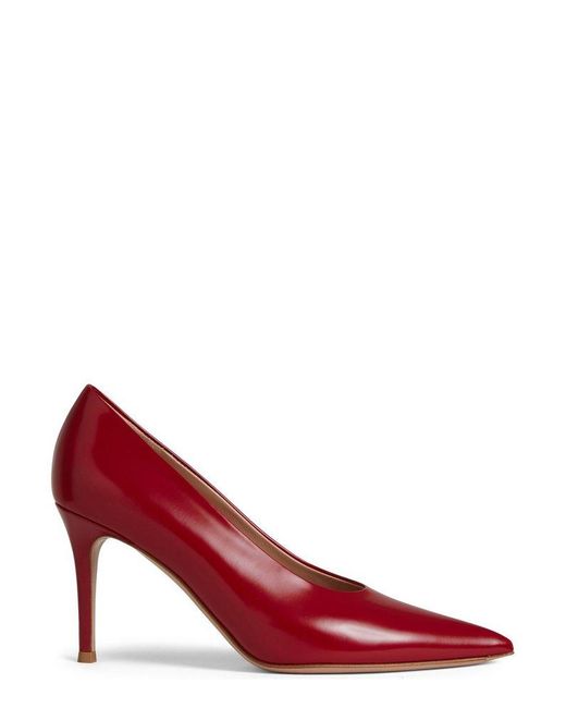 Gianvito Rossi Red Pointed Toe Slip-On Pumps