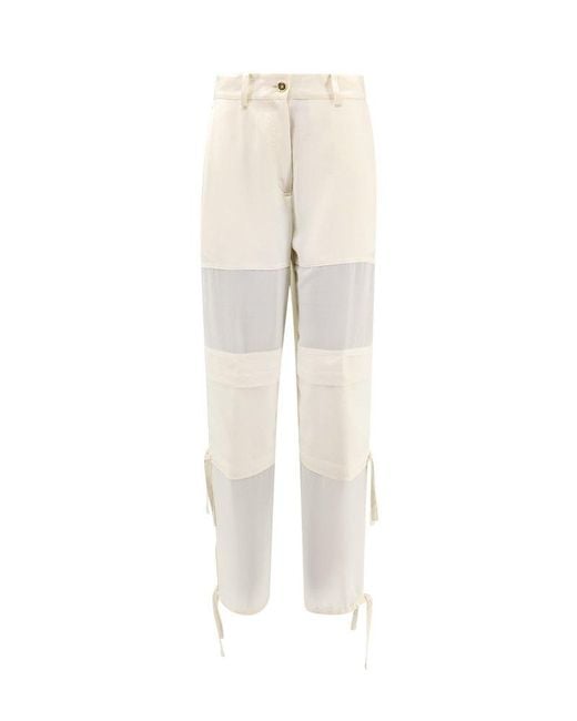 Pinko Natural Georgette-crepe Mid-rise Cargo Trousers
