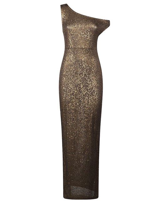 Norma Kamali Brown One-Shoulder Sequin Dress