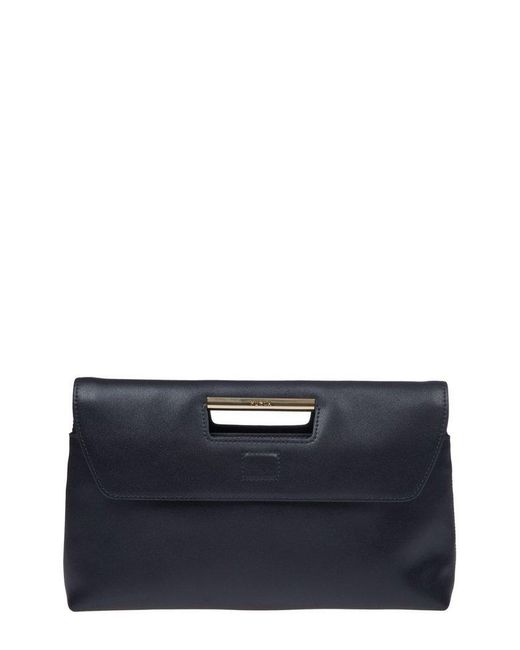 Furla Blue Logo Engraved Medium Clutch Bag