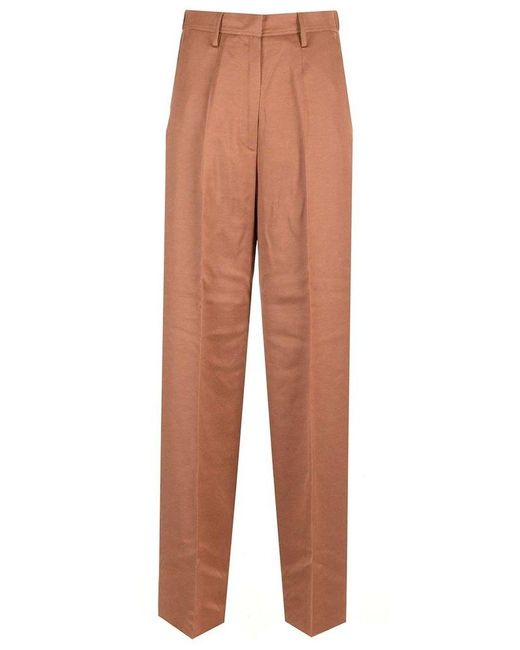 Forte Forte Multicolor Viscose Wool Faille Palazzo Pants Caramel