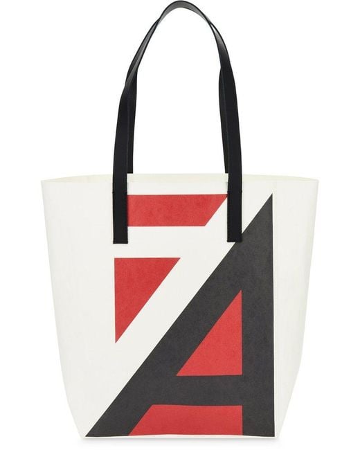 Dries Van Noten Red Logo Printed Tote Bag for men