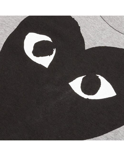 COMME DES GARÇONS PLAY Gray Heart Printed Crewneck T-Shirt for men