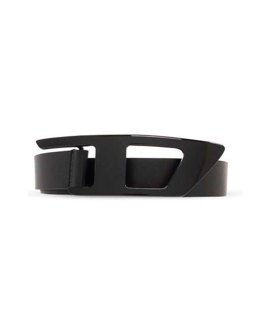 DIESEL Black D-logo Leather Belt for men