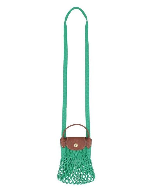 Longchamp Green Le Pliage Filet Crossbody Bag