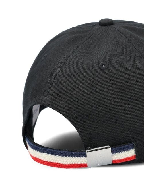 Moncler Black Gabardine Logo Patch Baseball Cap for men