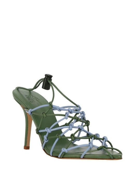 Gia Borghini Green Knot Detailed Pointed-toe Sandals