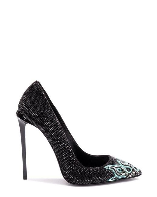 Philipp Plein Black Embellished Stiletto Pumps