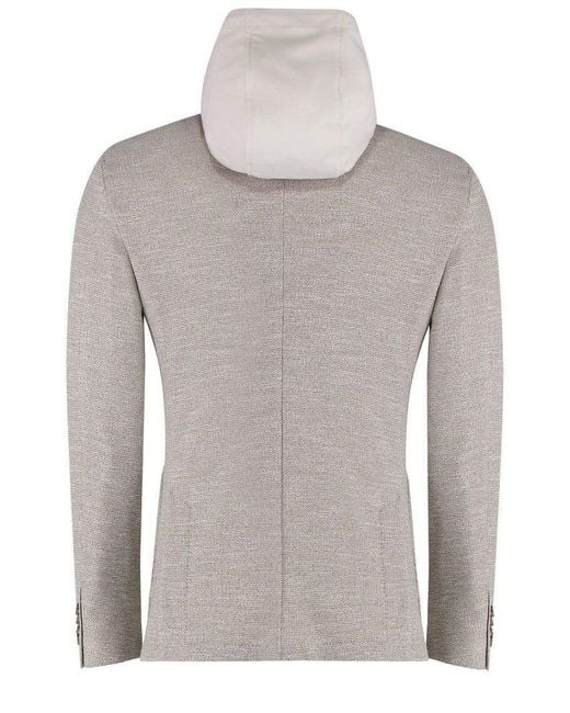 Boss Gray Hooded Buttoned Blazer for men
