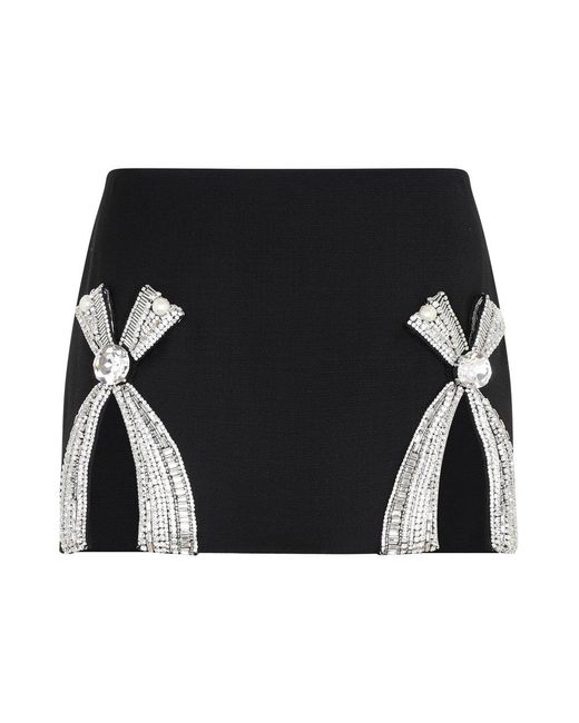 Area Black Bow Embellished Mini Skirt