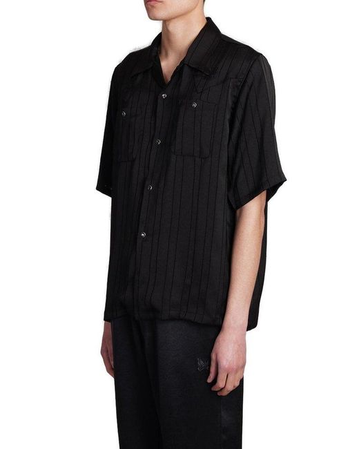 Needles Black Logo Embroidered Short-sleeved Shirt for men