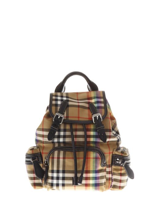 Burberry Camel The Medium Rucksack In Vintage Check Nylon Lyst