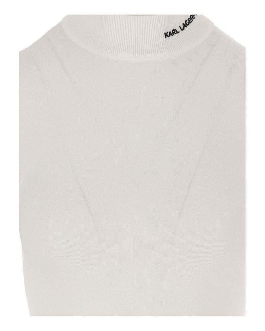 Karl Lagerfeld White Stretch Viscose Pullover With Logo