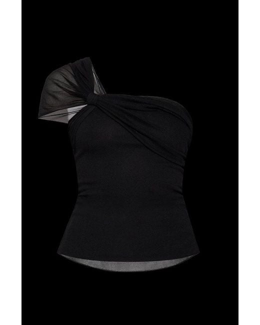 Max Mara Black Bellico One-Shoulder Top
